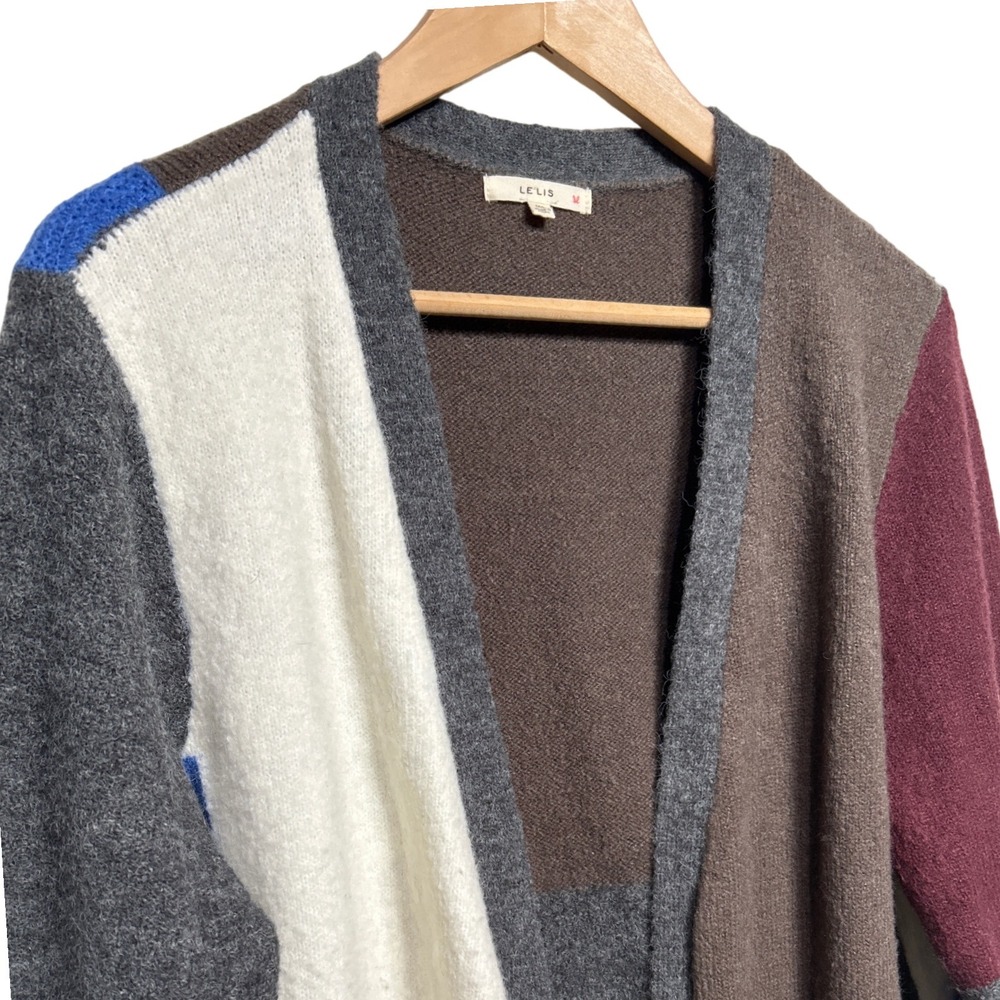 Le Lis Colorblock Patchwork Long Open Front Cardi… - image 2